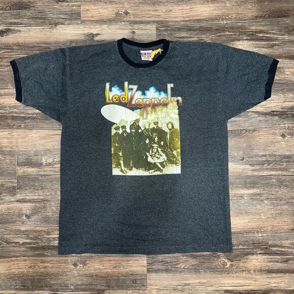 Anvil LED ZWPPELIN Led Zeppelin Band T-Shirt Band Tee Men's L size cotton black type Vintage Second Hand